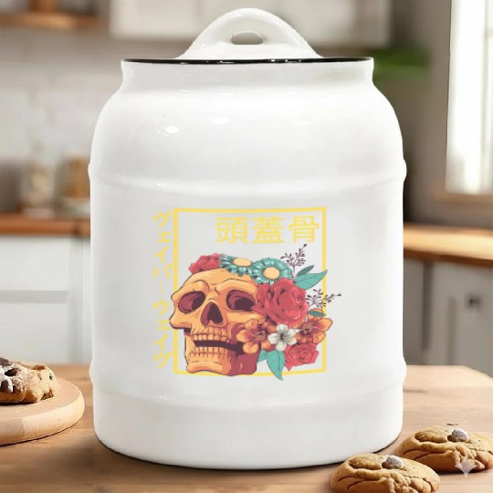Skull Otaku Japanese Streetwear Aesthetic Fashion Ceramic Cookie Jars