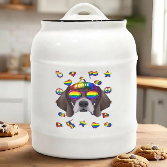 Lgbt Pointer Gay Pride Month Dog Rainbow Lesbian Ceramic Cookie Jars