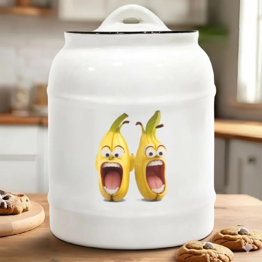 A realistic two bananas with angry face screaming Ceramic Cookie Jars