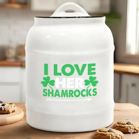 I Love Her Shamrocks - St Patricks Day Matching Co Ceramic Cookie Jars