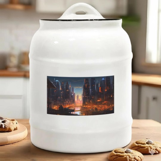 Chicago Cyber Punk Ceramic Cookie Jars