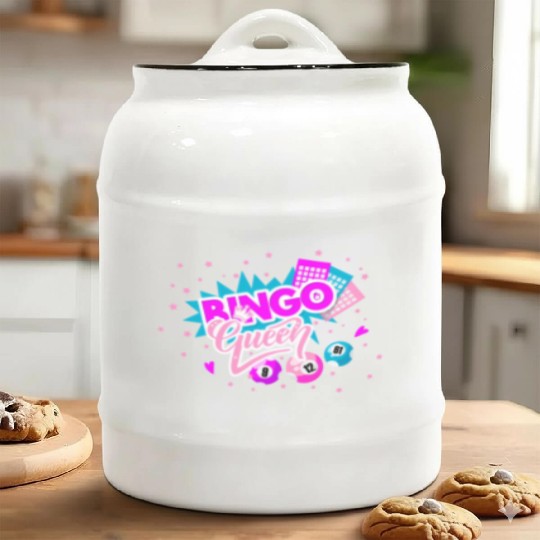 Bingo Queen Pocket Balls Fun Ceramic Cookie Jars