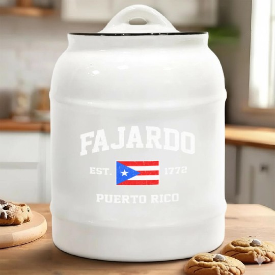 Fajardo Puerto Rico Boricua Flag Athletic Style Ceramic Cookie Jars