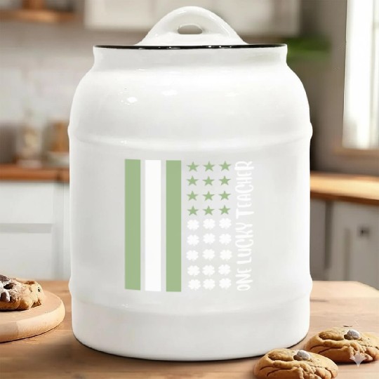 Teacher St Patricks One Lucky Teacher Ceramic Cookie Jars