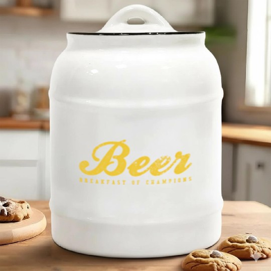 Beer Breakfast Of Champions Inred Ceramic Cookie Jars