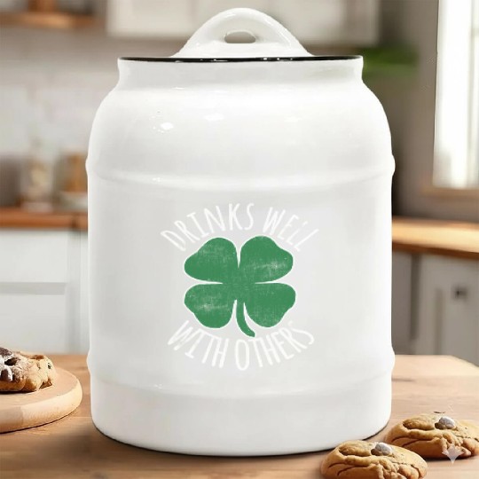 Drin Well With Others Drunk St Patric Day Beer Ceramic Cookie Jars