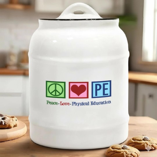 Peace Love Pe Teacher Physical Education Ceramic Cookie Jars