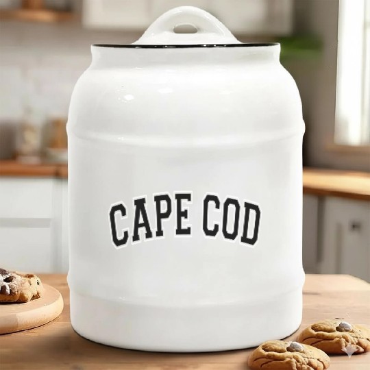 Cape Cod Massachusetts Varsity Style Black Text Ceramic Cookie Jars