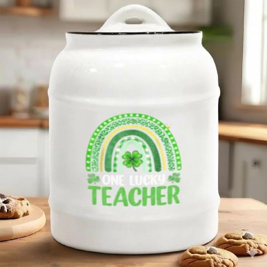 One Lucky Teacher Rainbow St Patrick’S Day Ceramic Cookie Jars