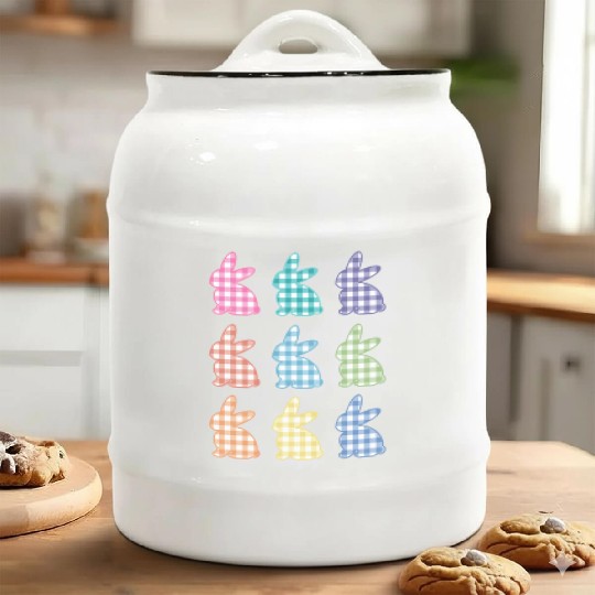 Easters For Plaid Easter Bunny Gingham Ceramic Cookie Jars