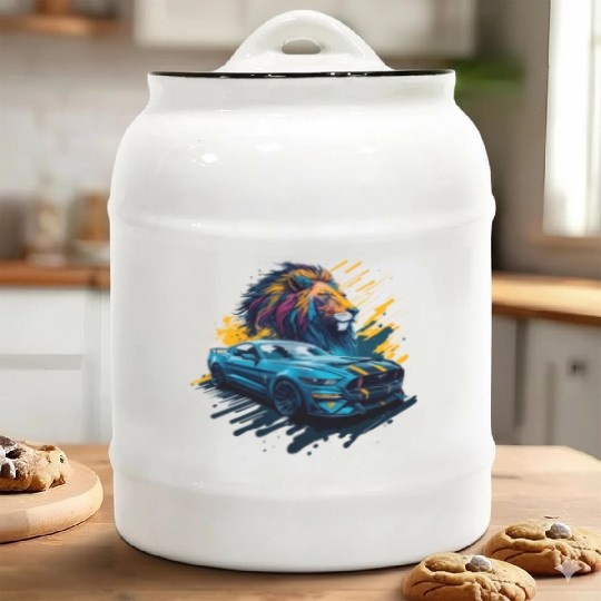Sports car illustration Ceramic Cookie Jars