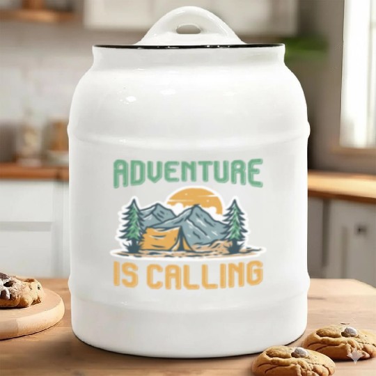 Adventure is calling Mountain lover Hiking Ceramic Cookie Jars