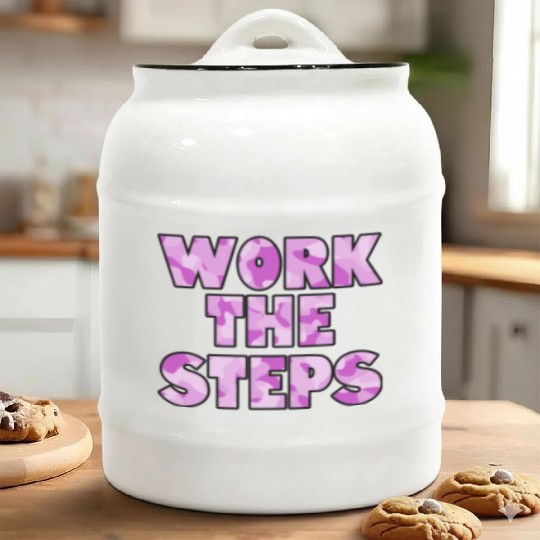Work the Steps purple camo Ceramic Cookie Jars