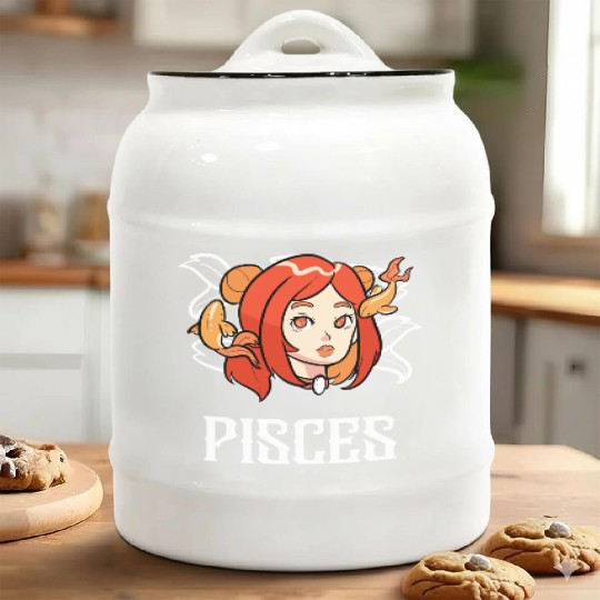 Pisces Horoscope Astrology Tarot Card Star Sign Ceramic Cookie Jars
