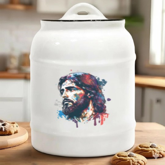 Jesus Painting Ceramic Cookie Jars