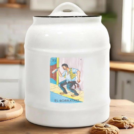Loteria El Borracho Colorful Tarot Card Ceramic Cookie Jars