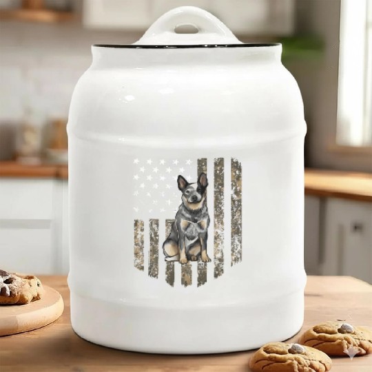 Camo American Flag Australian Cattle Dog 4Th Of Ceramic Cookie Jars