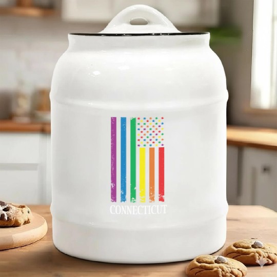 Connecticut Pride Month Pride Flag LGBT Community Ceramic Cookie Jars