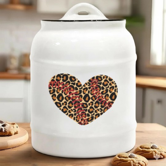 Baseball Leopard Heart Ceramic Cookie Jars Cute Mom Dad Men Women