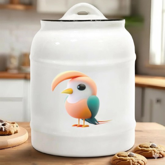 Cute Bird of Paradise 3D Render Ceramic Cookie Jars