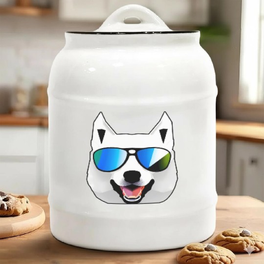 Husky with Sunglasses Ceramic Cookie Jars