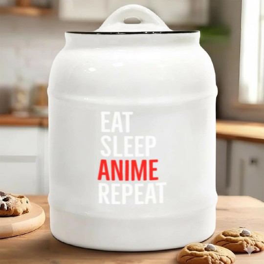 Eat Sleep Anime Repeat Ceramic Cookie Jars