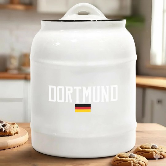 Dortmund Germany Flag White Text Ceramic Cookie Jars