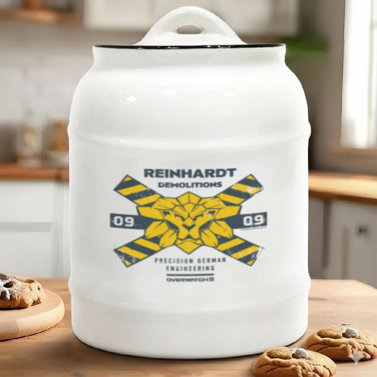 Overwatch 2 Reinhardt Demolitions Icon Logo Ceramic Cookie Jars