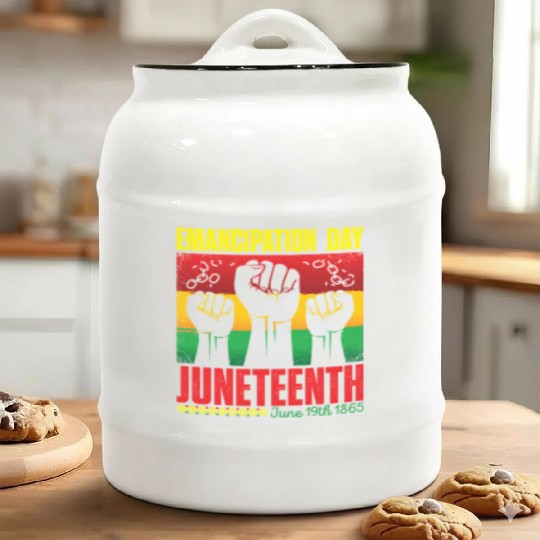 Ecipation Day 1865 African American Juneteenth Fla Ceramic Cookie Jars
