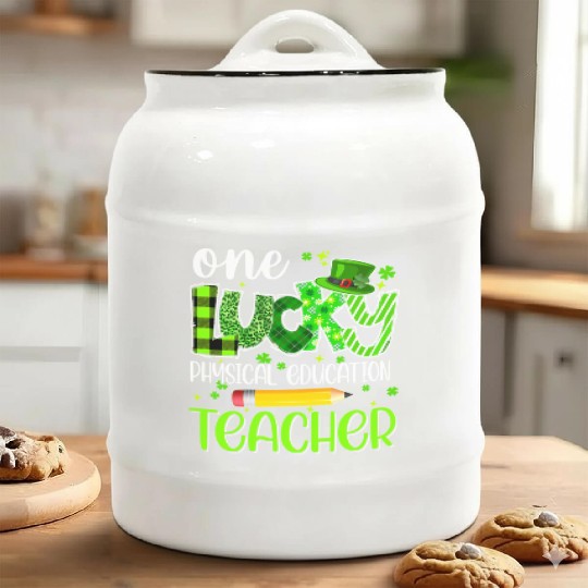 One Lucky Physical Education Teacher Pencil St Ceramic Cookie Jars