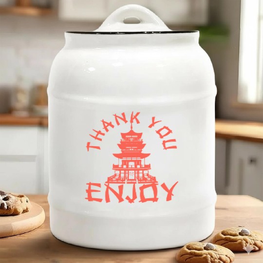 Chinese Take Out Thank You Enjoy Food Asian Ceramic Cookie Jars
