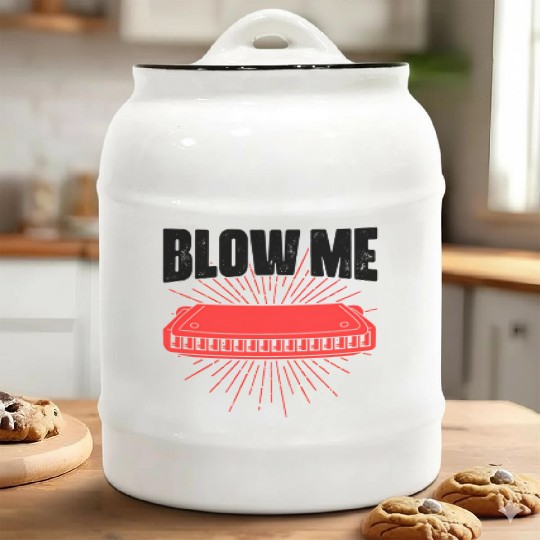 Blow Me Harmoa Wind Instrut Jazz Music Ceramic Cookie Jars