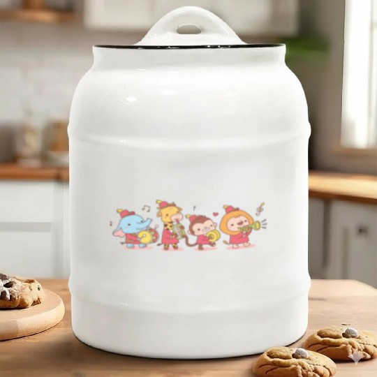 Cute Animals Elephant Giraffe Monkey And Lion Ceramic Cookie Jars