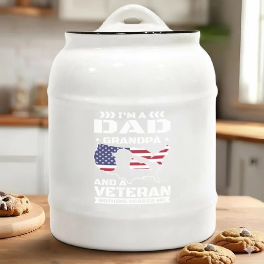 Veteran US American Veterans Dad Grandpa Nothing Ceramic Cookie Jars