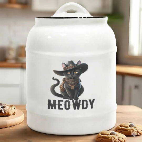 Meowdy Cat Cory Music Kitten Cowboy Ceramic Cookie Jars