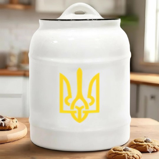 Ukraine Trident Symbol Middle Ukrainian Zeleny Ceramic Cookie Jars