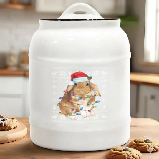 Bunny Rabbit Ugly Tree Decor Ceramic Cookie Jars