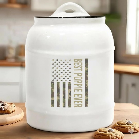 Best Poppie Ever Us American Flag Camo For Ceramic Cookie Jars