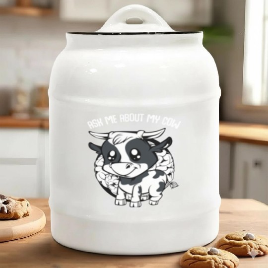 Cow Ask Me About My Cow Funny Farmer Saying Ceramic Cookie Jars