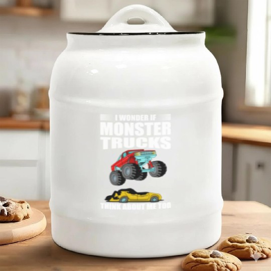 I Wonder If Monster Trucks Think About Me Too Ceramic Cookie Jars