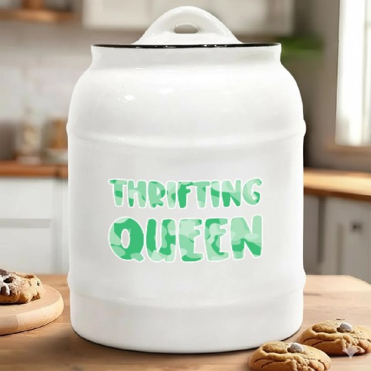 Thrifting Queen green camo Ceramic Cookie Jars