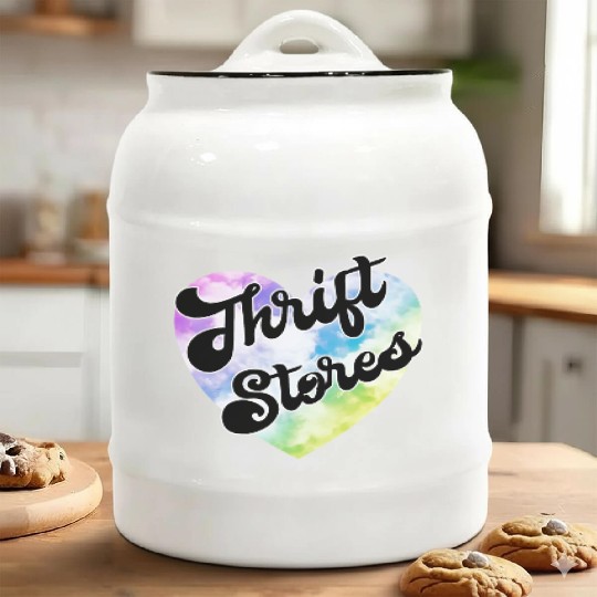 Thrift Stores pastel clouds heart Ceramic Cookie Jars
