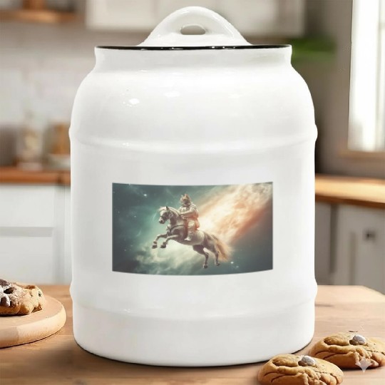 Cat Rider of the Apocalypse II - Strange Painting Ceramic Cookie Jars