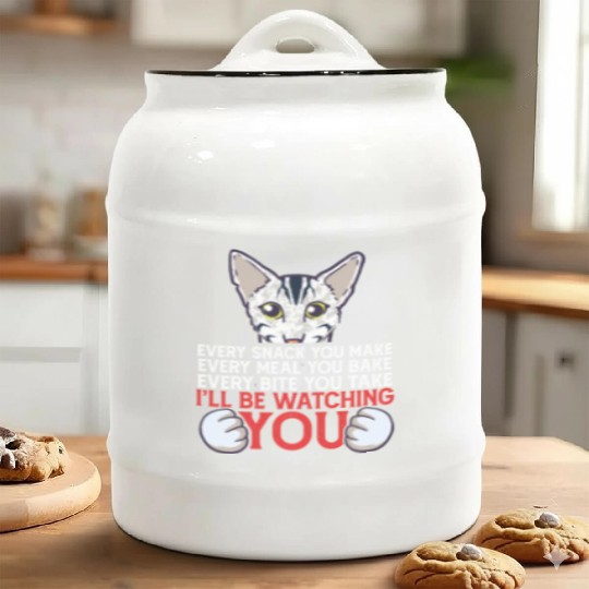 I'Ll Be Watching You Oriental Cat Owner Ceramic Cookie Jars