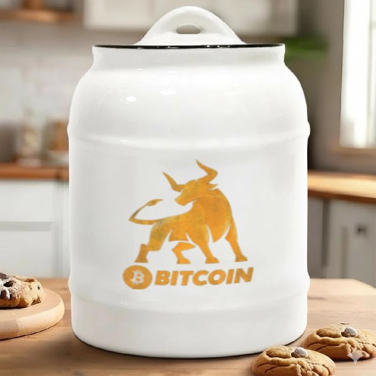 BITCOIN Coin In A Bullish Bullrun Crypto Coin Ceramic Cookie Jars