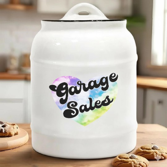 Garage Sales pastel cloud heart Ceramic Cookie Jars