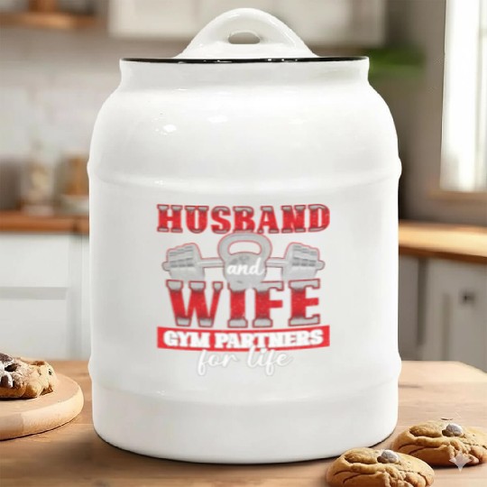 Husband And Wife Gym Partners For Life Workout Ceramic Cookie Jars
