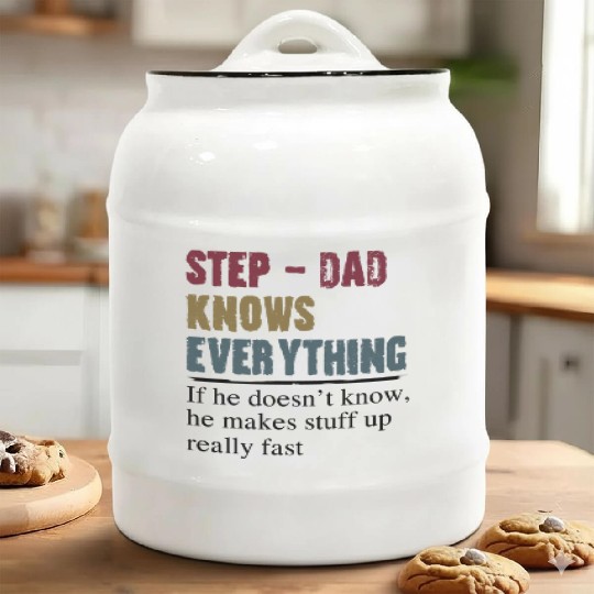Step Dad Knows Everything Fathers Day Ceramic Cookie Jars