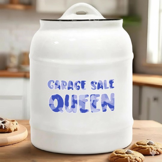 Garage Sale Queen blue camo Ceramic Cookie Jars