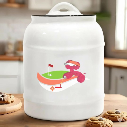 Summer Golf Balloon Dog Ceramic Cookie Jars